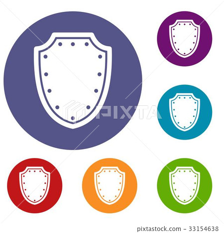 Army protective shield icons set 33154638