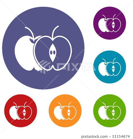 The whole apple and half icons set - Stock Illustration [33154674] - PIXTA