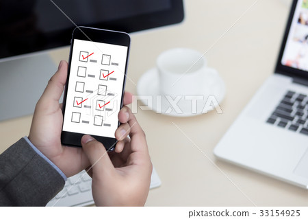 businessman SURVEY and Results Analysis Concept 33154925