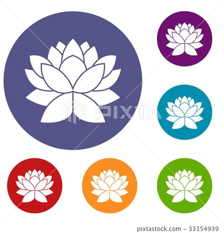 Lotus Flower Icons Set Stock Illustration Pixta