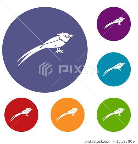 Asian paradise flycatcher icons set 33155009