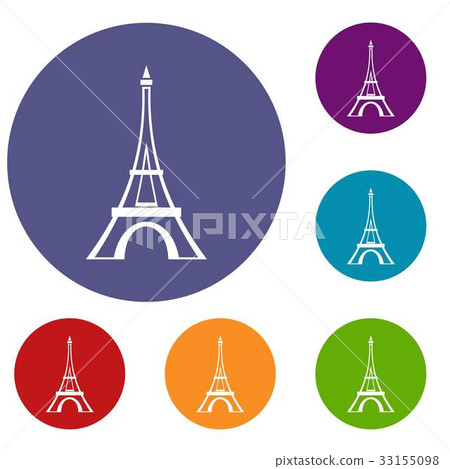 Eiffel tower icons set 33155098