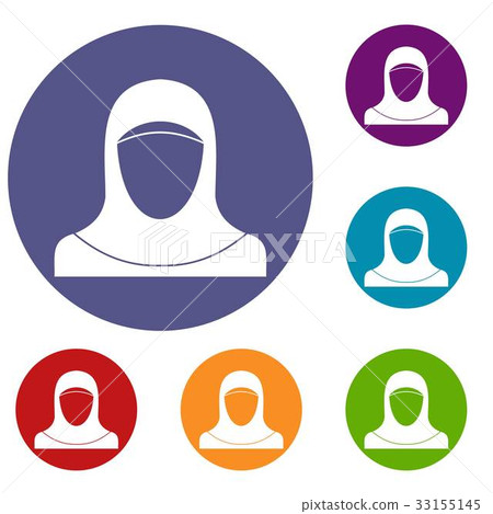 Muslim women wearing hijab icons set - Stock Illustration [33155145 ...