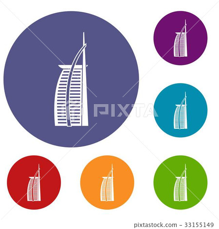 Hotel Burj Al Arab in United Arab Emirates icons Hotel Burj Al Arab in United Arab Emirates icons 33155149