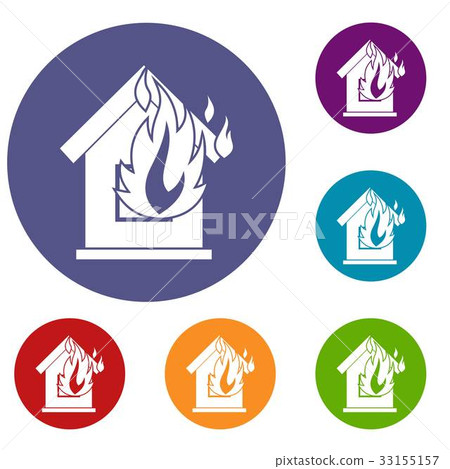 Preventing fire icons set 33155157