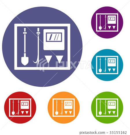 Fire shield icons set 33155162