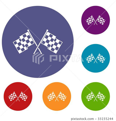 Checkered racing flags icons set 33155244