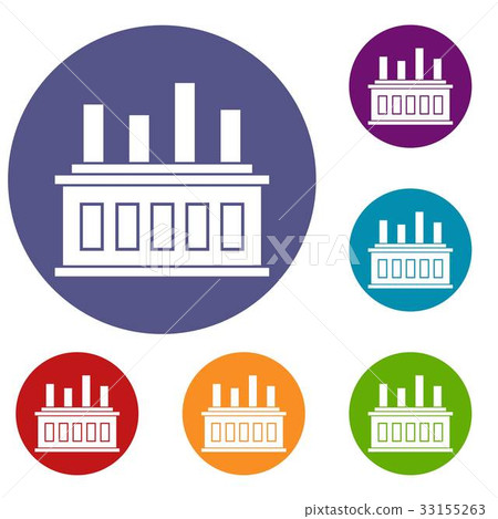 Industrial factory building icons set Industrial factory building icons set 33155263