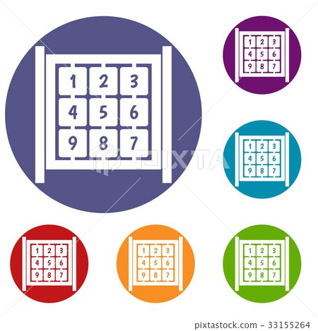 Cubes with numbers on playground icons set Cubes with numbers on playground icons set 33155264