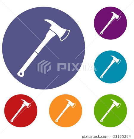 Firefighter axe icons set 33155294