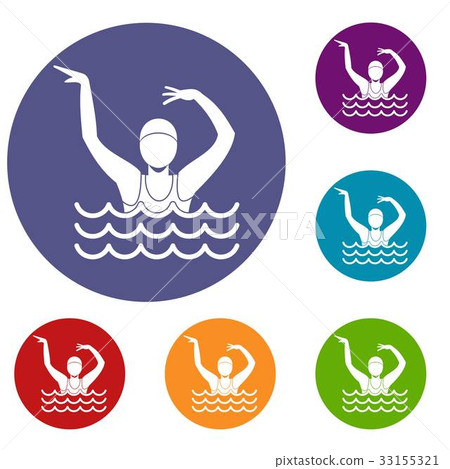 Swimmer in a swimming pool icons set Swimmer in a swimming pool icons set 33155321