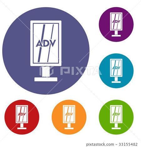 Advertising stand icons set 33155482