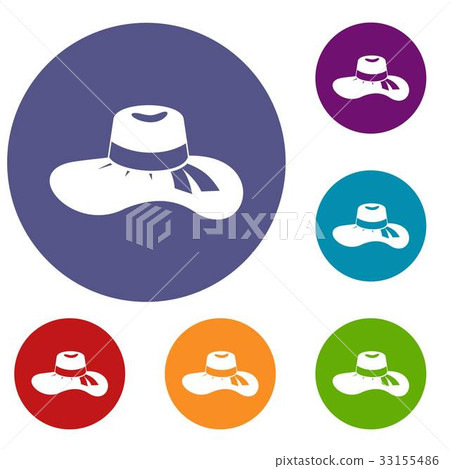 Woman hat icons set Woman hat icons set 33155486