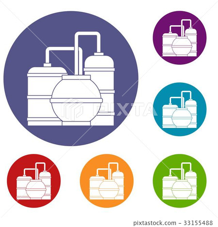 Gas storage tanks icons set Gas storage tanks icons set 33155488