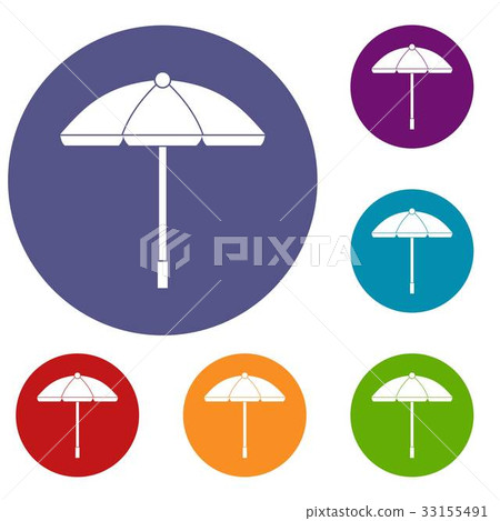 Sun umbrella icons set Sun umbrella icons set 33155491