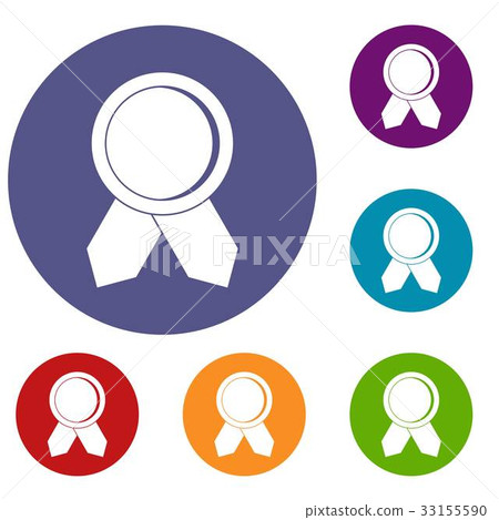 Circle badge wih ribbons icons set Circle badge wih ribbons icons set 33155590