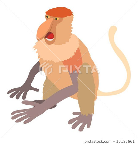 Nasalis monkey icon, cartoon style 33155661