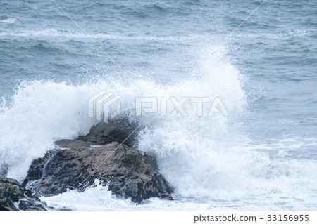 Aomori Prefecture Hachinohe City Sanriku Nakasu coast rough sea Aomori Prefecture Hachinohe City Sanriku Nakasu coast rough sea 33156955