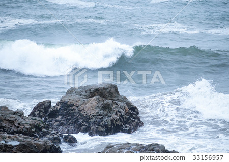 Aomori Prefecture Hachinohe City Sanriku Nakasu coast rough sea 33156957