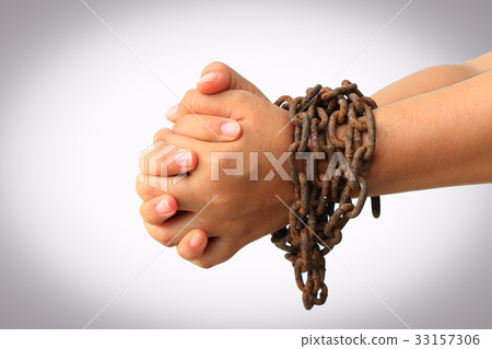 hand with chain hand with chain 33157306