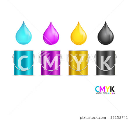 Realistic Color Metall Can Bucket and Drop Set 33158741