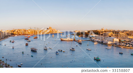 View across Marsamxett from Sliema, Malta. 33158807