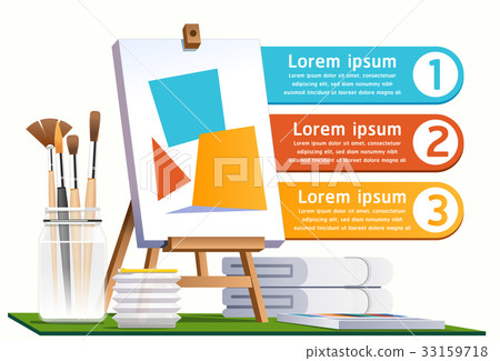 Watercolor painting step info-graphic. Watercolor painting step info-graphic. 33159718