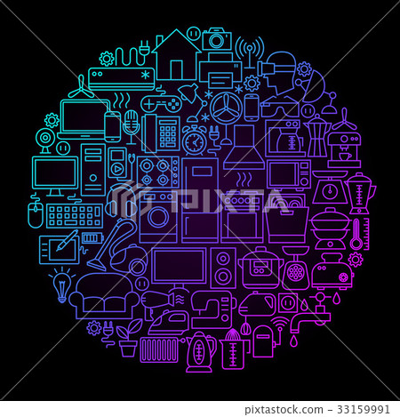 Household Appliance Line Circle Concept 33159991