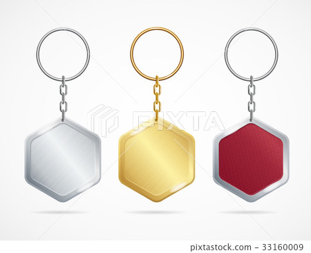 Realistic Metal and Plastic Keychains Set Rhombus 33160009