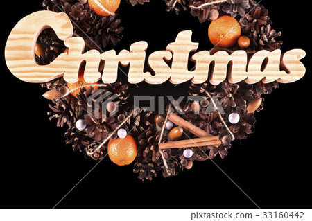 Christmas card with wreath isolated copy space Christmas card with wreath isolated copy space 33160442