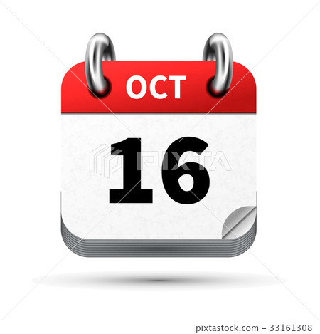 icon of calendar with 16 october date on white icon of calendar with 16 october date on white 33161308