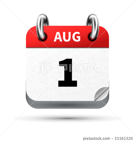 Icon Of Calendar With 1st August Date On White - Stock Illustration 