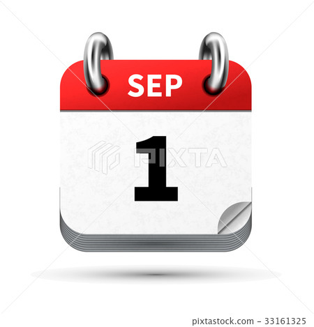 icon of calendar with 1st september date on white Stock