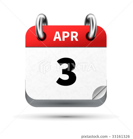 icon of calendar with 3 april date on white 33161326