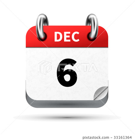 icon of calendar with 6 december date on white 33161364