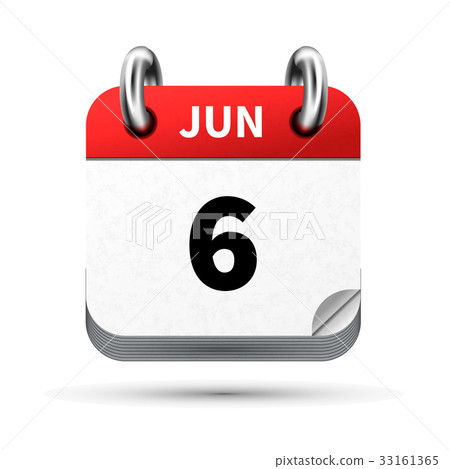 icon of calendar with 6 june date on white 33161365