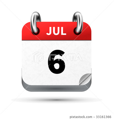 icon of calendar with 6 july date on white 33161366