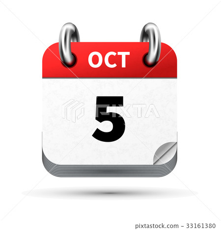 icon of calendar with 5 october date on white icon of calendar with 5 october date on white 33161380