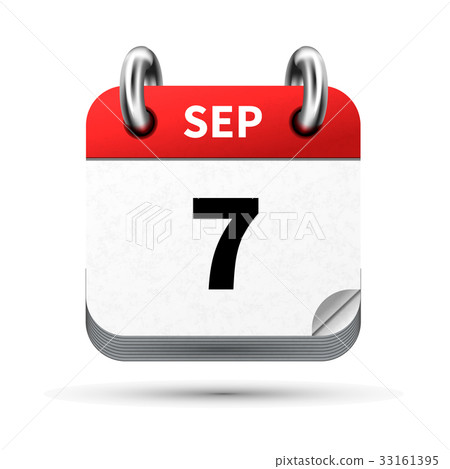 icon of calendar with 7 september date on white 33161395