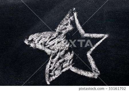 White chalk hand drawing as star shape White chalk hand drawing as star shape 33161702
