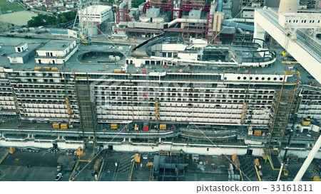 Aerial view of a big cruise ship under 33161811