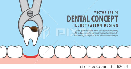 Banner Tooth removal illustration vector on blue 33162024