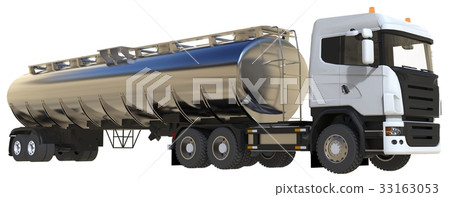 Large white truck tanker with a polished metal Large white truck tanker with a polished metal 33163053