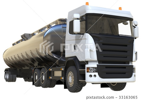 Large white truck tanker with a polished metal Large white truck tanker with a polished metal 33163065