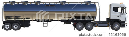 Large white truck tanker with a polished metal Large white truck tanker with a polished metal 33163066