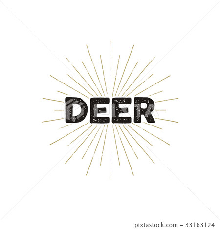 Deer typography insignia. Text and sunbursts 33163124