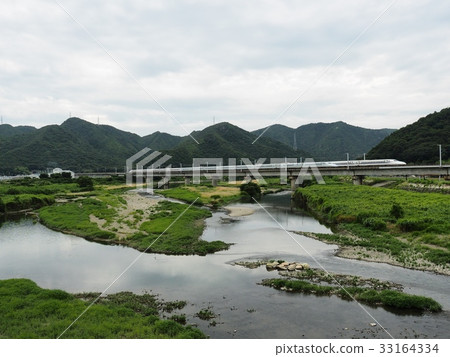 Shinkansen Passing scenery JR West Japan Shinkansen Passing scenery JR West Japan 33164334