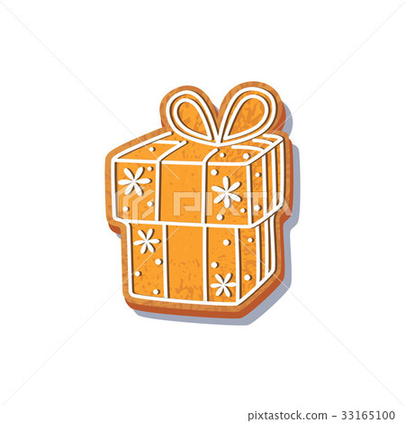 Gingerbread gift cookie vector isolated Gingerbread gift cookie vector isolated 33165100