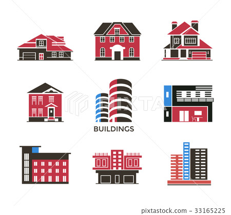 Digital vector black red city buildings 33165225