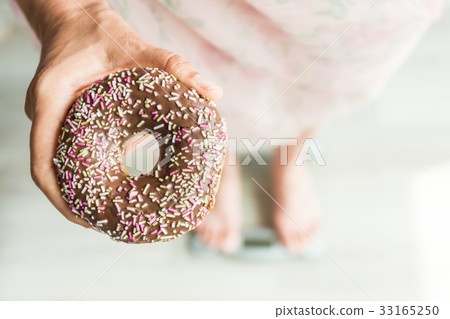 Diet Concept. Close-up of Woman's feet On Weighing Diet Concept. Close-up of Woman's feet On Weighing 33165250